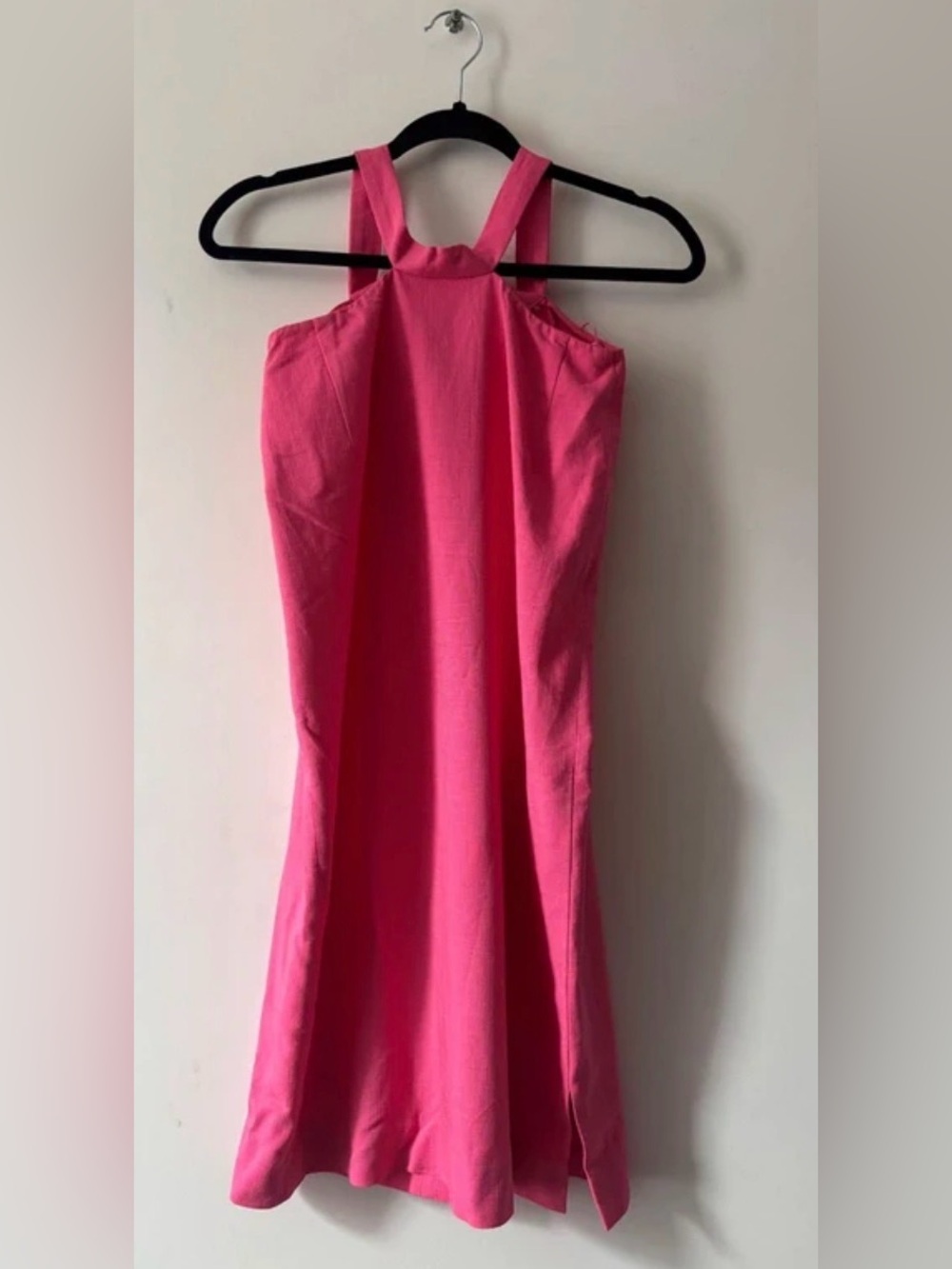 Sandro Hot Pink Midi Halter Dress